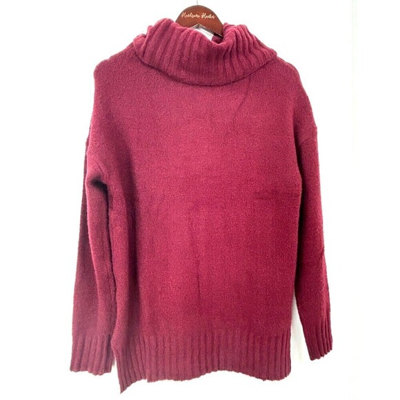 Womens Sweater Burgundy Knit Acrylic Long Raglan Sleeve Turtleneck Pullover Sz M - Picture 3 of 12